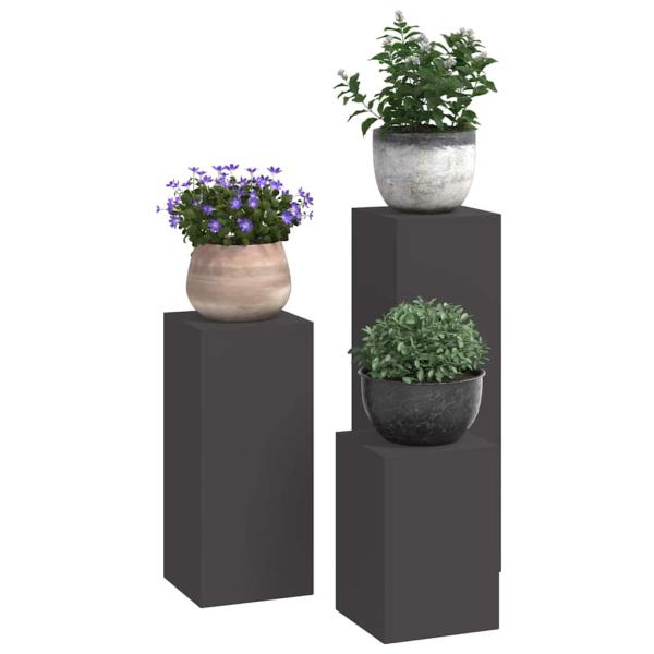 Outdoor Pflanzenständer Säule 3er Set Schwarz Stahl