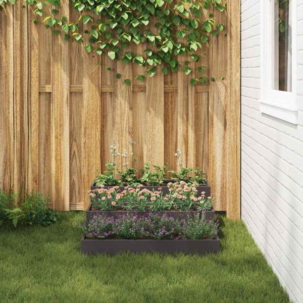 Gartenpflanzer 3-stufig 90x90x35 cm Schwarz Stahl