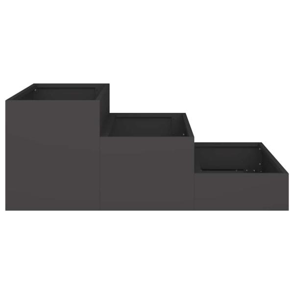Gartenpflanzer 3-stufig 90x90x35 cm Schwarz Stahl