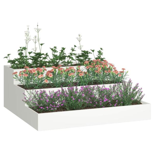 Gartenpflanzer 3-Sterne 90x90x35 cm Weißer Stahl