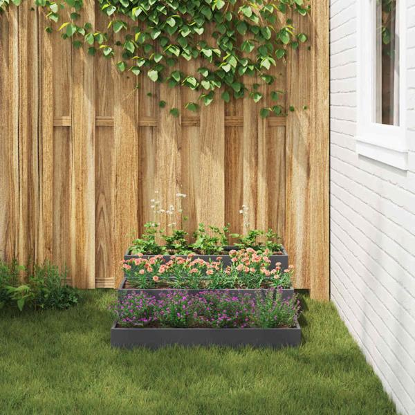 Gartenpflanzer 3-stufig 90x90x35 cm Anthrazitstahl