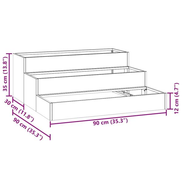 Gartenpflanzer 3-stufig 90x90x35 cm olivgrün Stahl