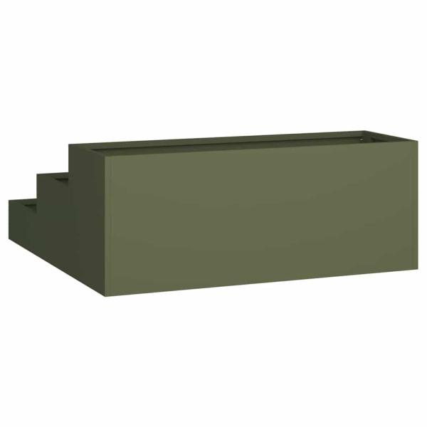 Gartenpflanzer 3-stufig 90x90x35 cm olivgrün Stahl
