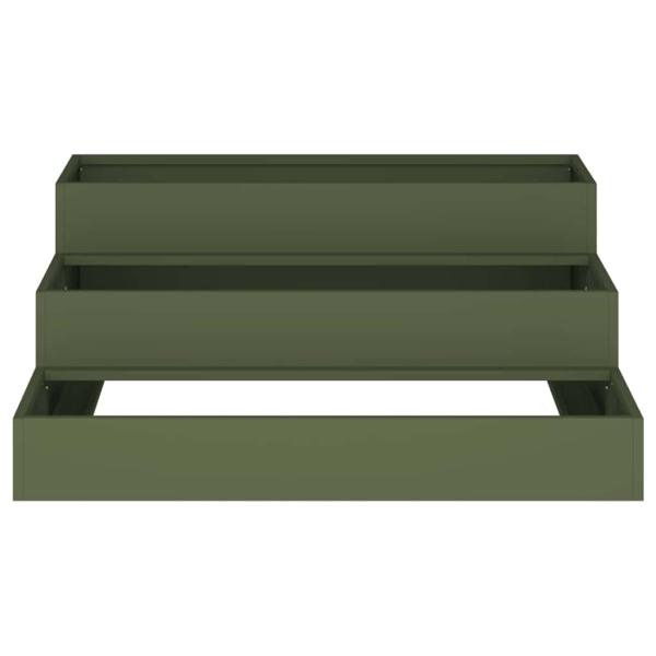 Gartenpflanzer 3-stufig 90x90x35 cm olivgrün Stahl