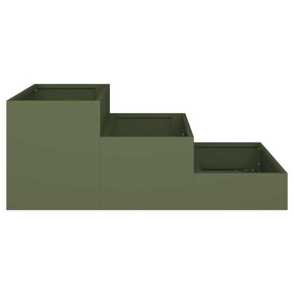 Gartenpflanzer 3-stufig 90x90x35 cm olivgrün Stahl