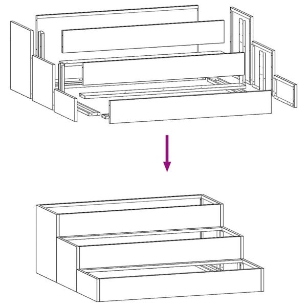 Gartenpflanzer 3-stufig 90x90x35 cm aus galvanisiertem Stahl