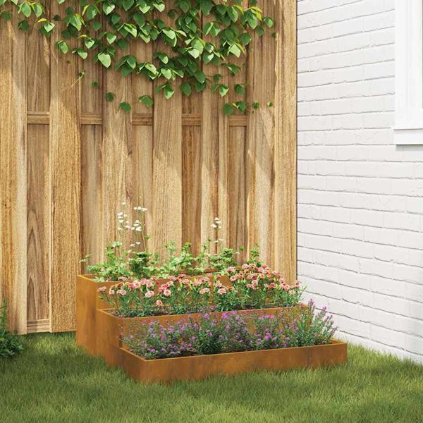 ARDEBO.de - Gartenpflanzer 3-stufig 90x90x35 cm Wetterfestes Stahl