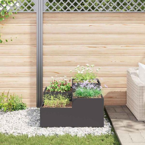 Gartenpflanzer 80x80x48 cm Schwarz Stahl