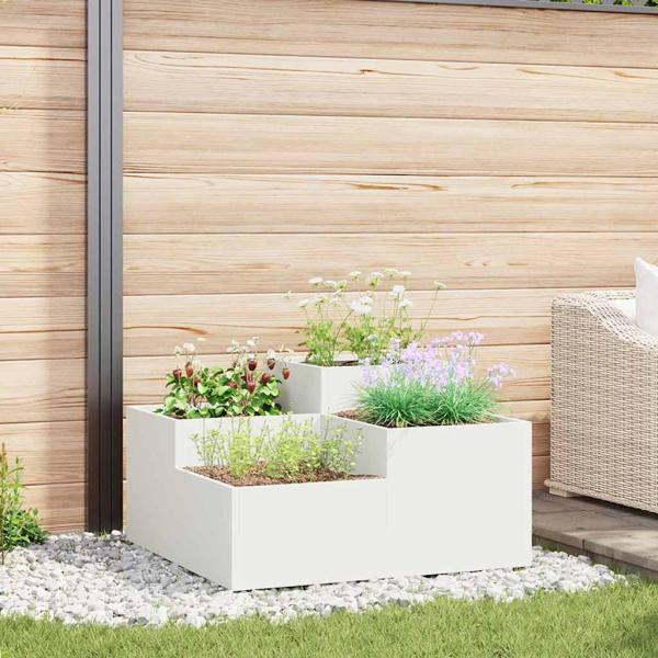 ARDEBO.de - Gartenpflanzer 100x100x48 cm Weißer Stahl