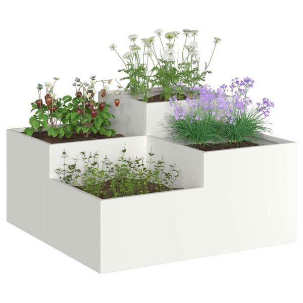 Gartenpflanzer 100x100x48 cm Weißer Stahl