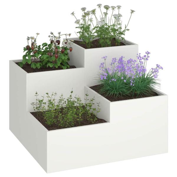 Gartenpflanzer 80x80x60 cm Weiß Stahl