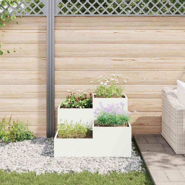 Gartenpflanzer 80x80x60 cm Weiß Stahl