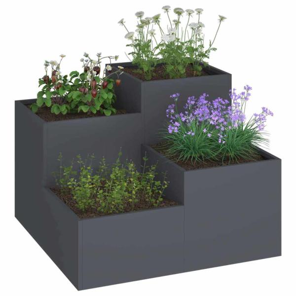 Gartenpflanzer 80x80x60 cm Anthrazit Stahl