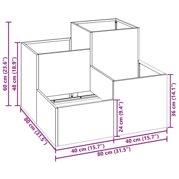Gartenpflanzer 80x80x60 cm Olivgrün Stahl
