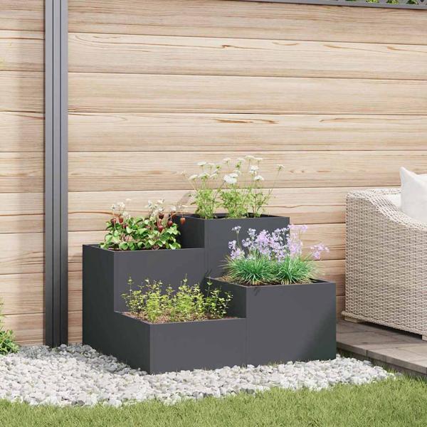 ARDEBO.de - Gartenpflanzer 100x100x60 cm Anthrazit Stahl