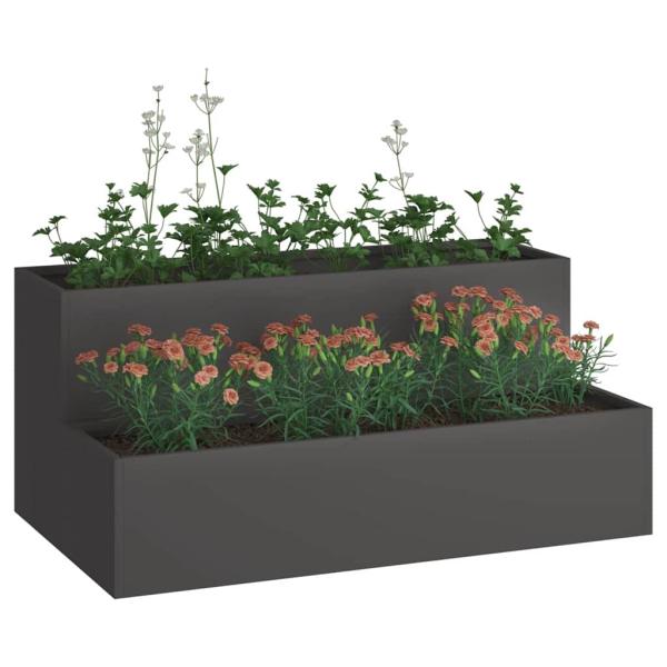 Gartenpflanzer 2-stufig 100x60x45 cm schwarz aus Stahl