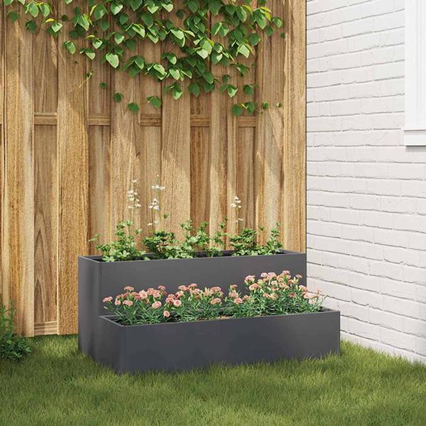 ARDEBO.de - Gartenpflanzer 2-stufig 100x60x45 cm anthrazit Stahl