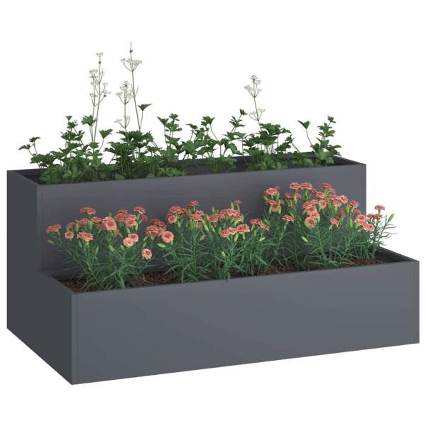 Gartenpflanzer 2-stufig 100x60x45 cm anthrazit Stahl