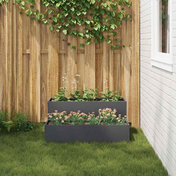 Gartenpflanzer 2-stufig 100x60x45 cm anthrazit Stahl