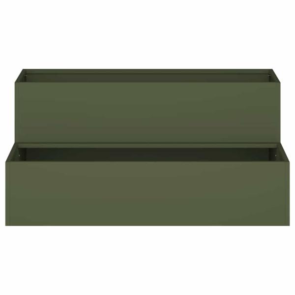 Gartenpflanzer 2-stufig 100x60x45 cm Olivgrün Stahl