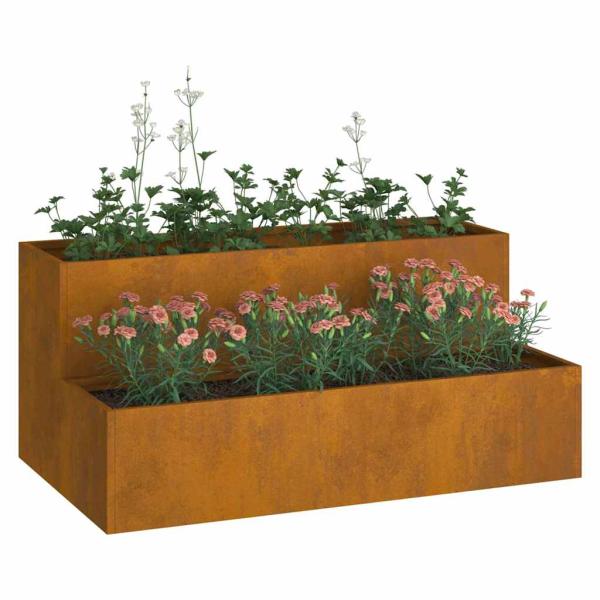 Gartenpflanzer 2-stufig 100x60x45 cm Wetterstahl