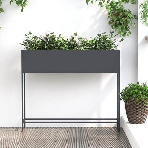 ARDEBO.de - Erhöhter Gartenplanter 100x26x82 cm Anthrazit Stahl