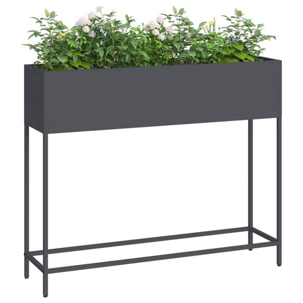 Erhöhter Gartenplanter 100x26x82 cm Anthrazit Stahl