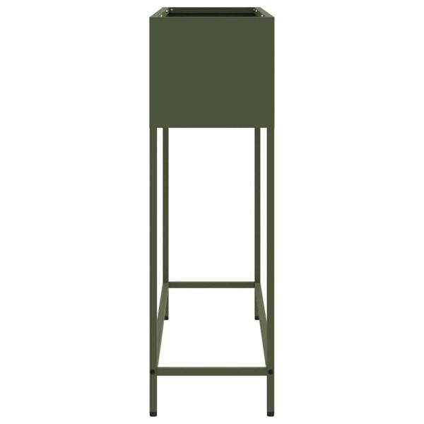 Erhöhter Gartenpflanzer 100x26x82 cm Olivgrün Stahl