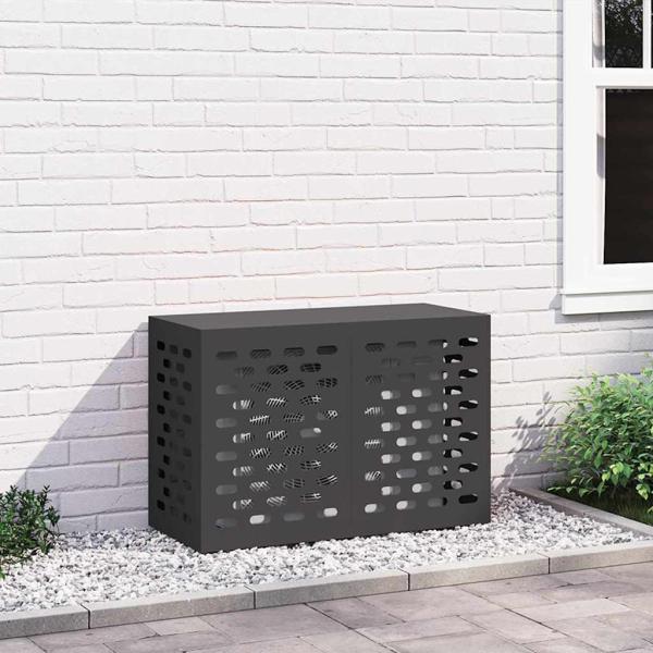 ARDEBO.de - Klimaanlagenabdeckung schwarz 90x40x60 cm Stahl