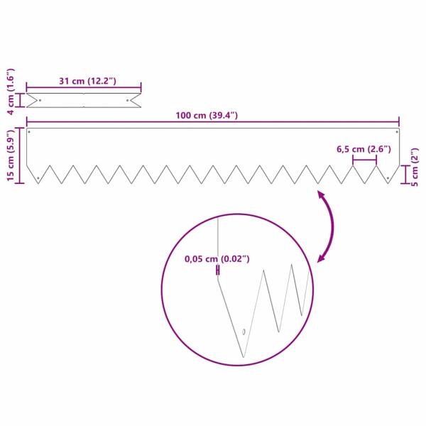 Rasenbegrenzungen 20 Stück Weiß 100x0,5x15 cm Stahl