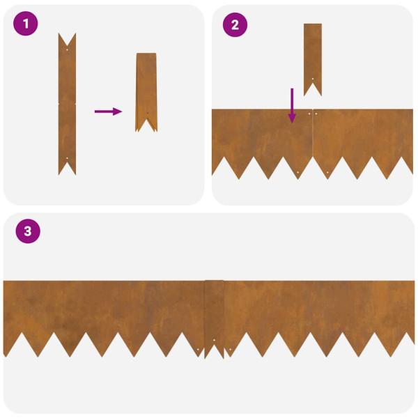 Rasenrandsteine 10 Stück 100x0,5x15 cm Verwitterter Stahl