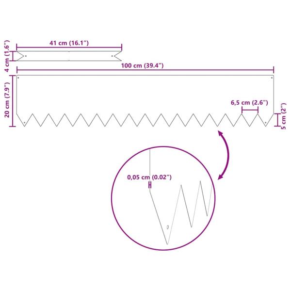 Rasenabgrenzungen 20 Stück Olive Grün 100x0,5x20 cm Stahl