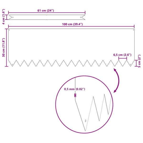 Rasenkanten 10 Stück Anthrazit 100x0,5x30 cm Stahl