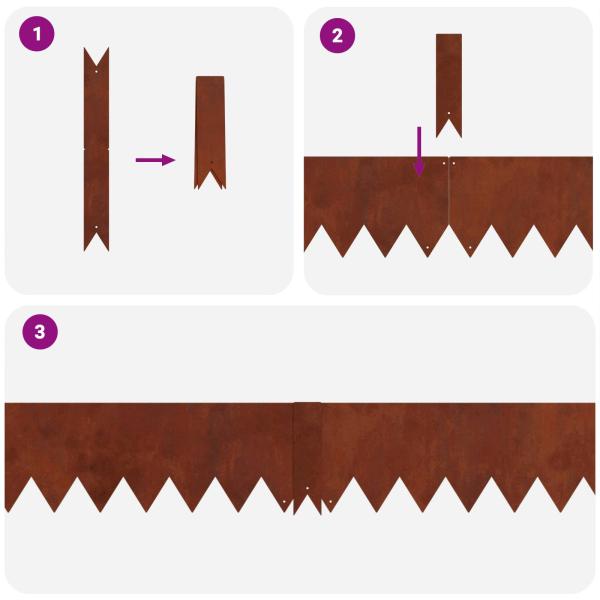 Rasenbordüren 20 Stück 100x0,5x30 cm Wetterstahl