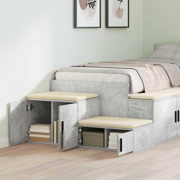 Aufbewahrungsschrank Beton Grau 108x41x40 cm aus Holzwerkstoff