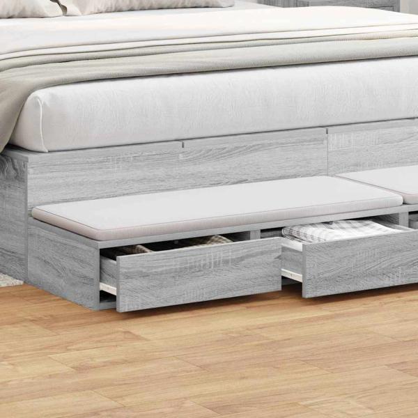 Bett-Schubladen Grau Sonoma 200x36,5x16,5 cm Holzwerkstoff