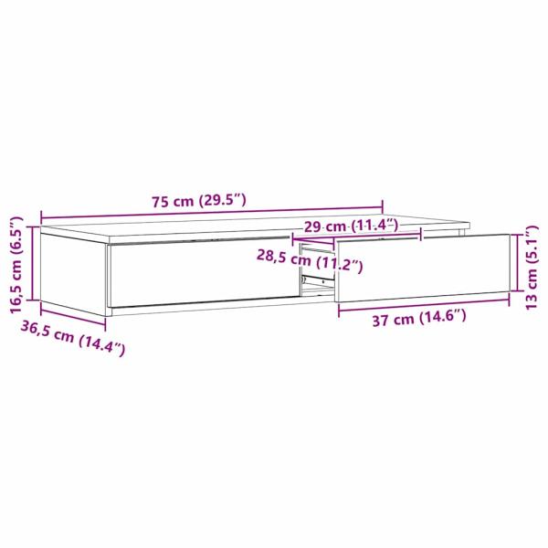 Bett-Schubladen Artisan Eiche 75x36,5x16,5 cm aus Holzwerkstoff