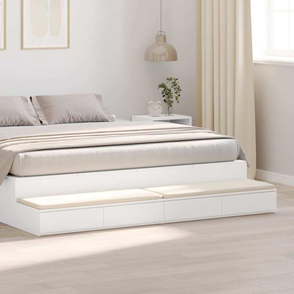 ARDEBO.de - Bett-Schubladen Weiß 180x36,5x16,5 cm aus Holzwerkstoff