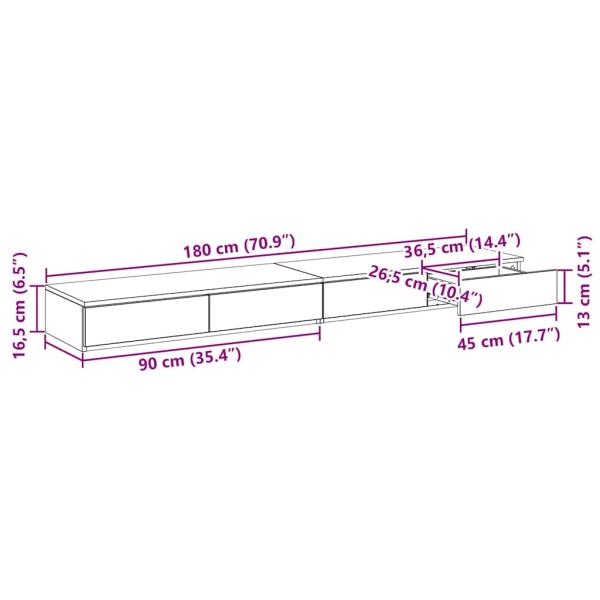 Bett-Schubladen Weiß 180x36,5x16,5 cm aus Holzwerkstoff
