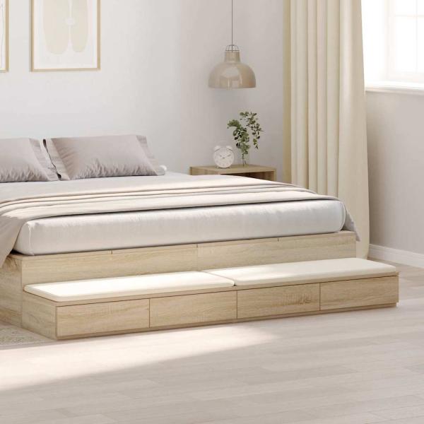 ARDEBO.de - Bett mit Schubladen Sonoma Eiche 180x36,5x16,5 cm aus Holzwerkstoff