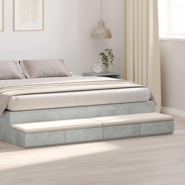 ARDEBO.de - Bett Schubladen Beton Grau 180x36,5x16,5 cm Holzwerkstoff