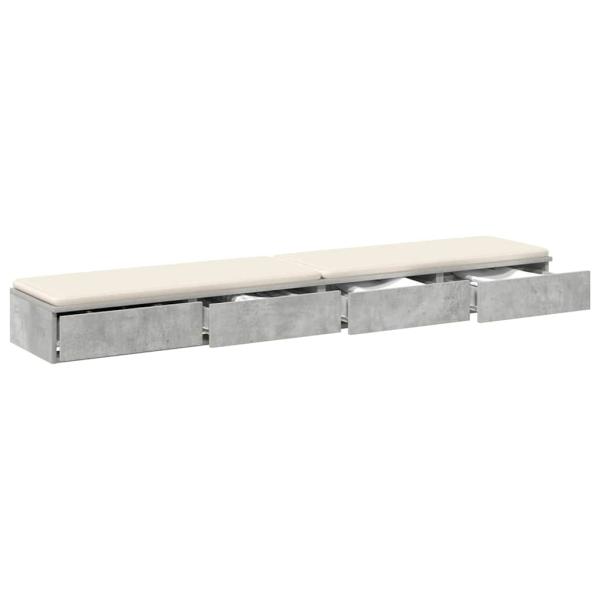 Bett Schubladen Beton Grau 180x36,5x16,5 cm Holzwerkstoff