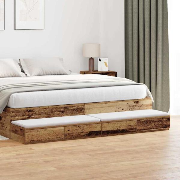 ARDEBO.de - Bett-Schubladen Alteiche 180x36,5x16,5 cm Holzwerkstoff