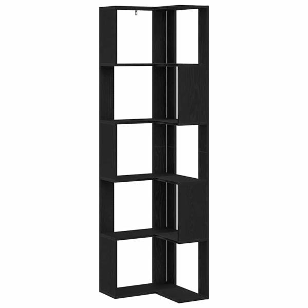 Eckbuchregal 5-stufig schwarz Eiche 50x50x179 cm Holzwerkstoff