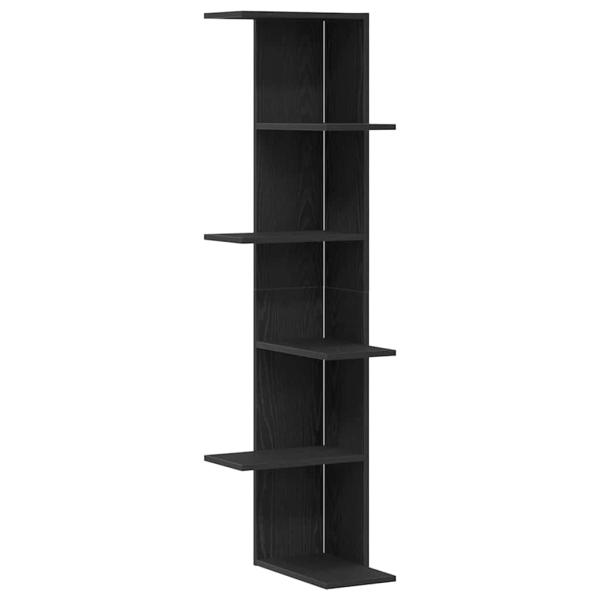 Wand-Eckregal Schwarz Eiche 36,5x36,5x140 cm Werkstoff