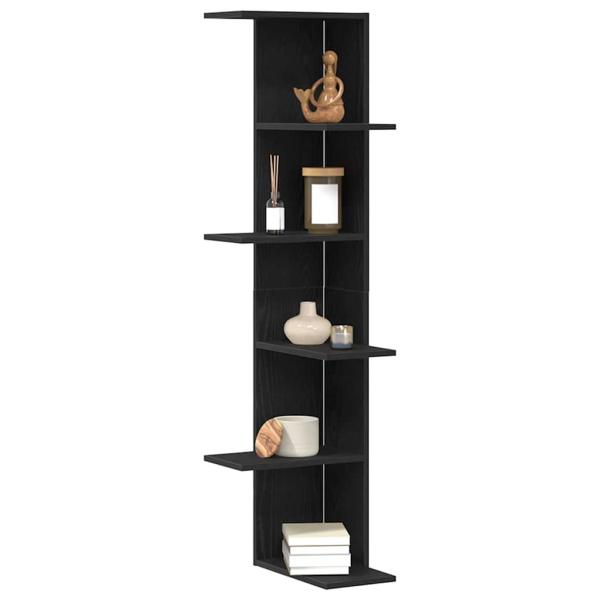 Wand-Eckregal Schwarz Eiche 36,5x36,5x140 cm Werkstoff