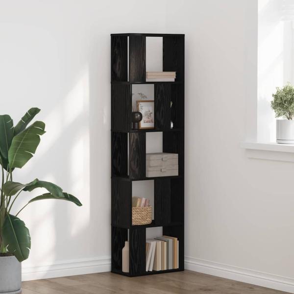 ARDEBO.de - Bücherregal 5-stöckig Schwarz Eiche 45x23,5x162,5 cm Holzwerkstoff