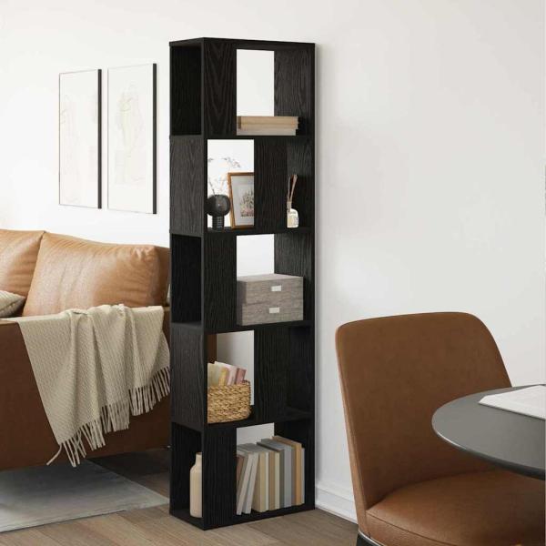 Bücherregal 5-stöckig Schwarz Eiche 45x23,5x162,5 cm Holzwerkstoff