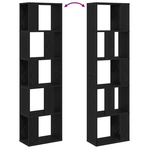Bücherregal 5-stöckig Schwarz Eiche 45x23,5x162,5 cm Holzwerkstoff