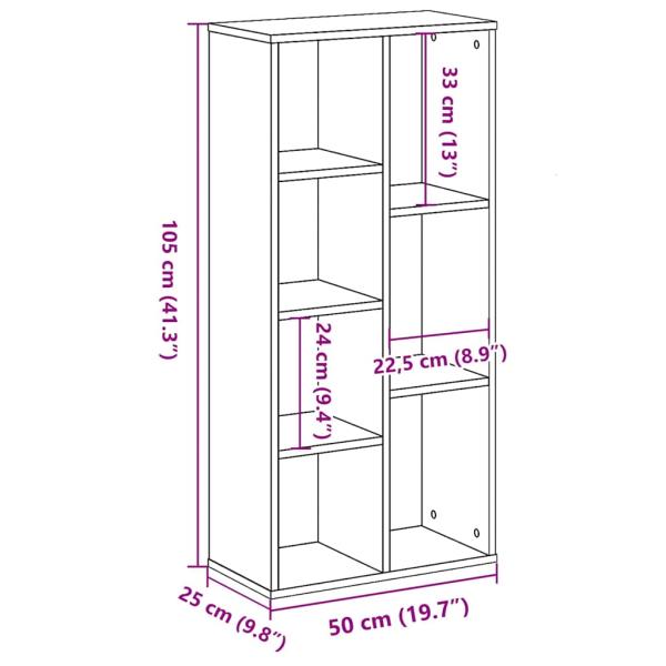 Bücherregal Schwarze Eiche 50x25x105 cm Holzwerkstoff